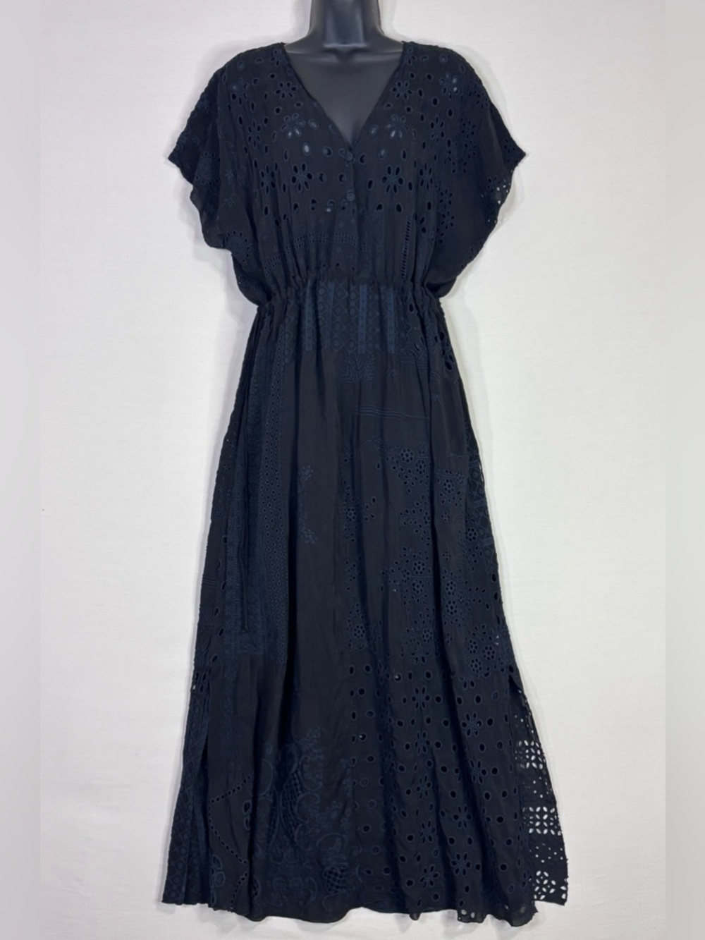 Johnny Was Eyelet Embroidered Maxi Dress Boho Cupra Cotton XXL - Picture 3 of 6